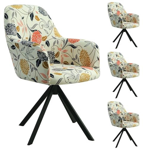 GDWD Stuhlbezug mit Armlehne, Stretch Stuhlhussen, Universal Abnehmbare Schonbezug, Hussen für Stühle, Waschbar Stuhlüberzug für Esszimmer, Küche, Wohnzimmer, Büro, Hochzeit Deko (Mehrfarbig 4er Set)