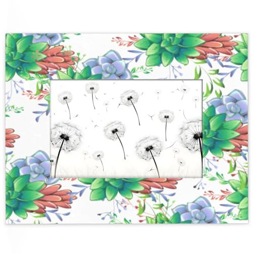 Bilderrahmen mit Sukkulenten-Blumen, 10,2 x 15,2 cm, passend für 13,9 x 8,8 cm große Fotos, Sukkulenten-Design, Holzrahmen, Desktop oder Wand, Heimdekoration, Bilderrahmen