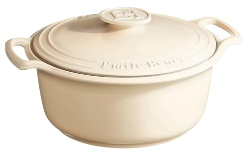 Emile Henry - Forno olandese rotondo in ceramica, 6 qt, prodotto in Francia, colore: panna