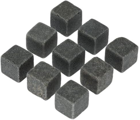 Whiskey Stones per Cocktail, 9 pezzi Grado alimentare Cubetti di ghiaccio riutilizzabili, Pietre Whisky, Pietre Raffreddanti, Per whisky, vino, succo di frutta o limonata, grigio