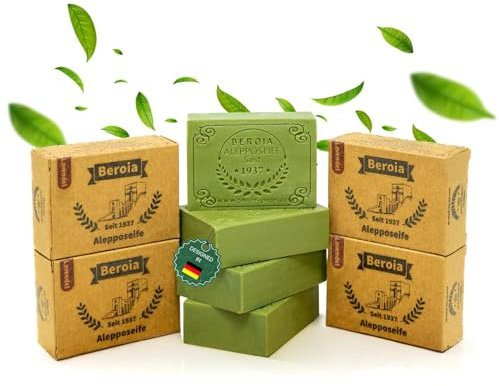Beroia® Originale Aleppo Seife 4x 125g traditionell & handgemachte Duschseife für Haut & Haar | Olivenölseife Handseife Stückseife Naturseife Naturkosmetik | vegan | Lavendel
