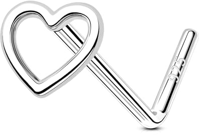 OUFER 20G Nasenring Herz/Stern Nasenpiercing Silber 925 Nasenpiercing Schmuck L-förmig Nasenpiercing Schmuck Nasenstecker Nostril Nasenpiercing Piercing Nase