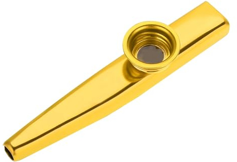 Metall-Kazoo, Tragbare Kazoo-Flöte aus Aluminium, mit Feiner Oberfläche, Schlanker Kante, Musikinstrument für Kinder und Freunde (GOLD)