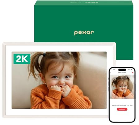 Pexar by Lexar 2K Digital Photo Frame, FAZ Kaufkompass Test Winner, 11 Inch Anti-Glare IPS Touch Screen, Wi-Fi Digital Photo Frame with 32 GB to Give as a Gift, Share Photos/Videos via Frameo App