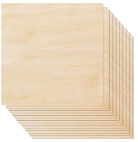 20 Stück Sperrholzplatten 300×300×1.5mm, Unbearbeitete Holzplatten für Das Handwerk, Mdf Platte mit Glatten Oberflächen, Bastelholz für Laserschneiden, Architekturmodelle, Zeichnen, Gravieren