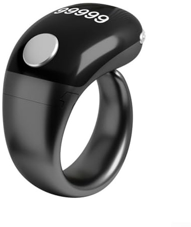 Smart-Ringzähler, intelligenter Ring mit Display, eingebauter 75 mAh wiederaufladbarer Akku, verstellbare Passform, selbstsichernde Funktion (schwarz)