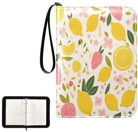 binder photo with double sided removable sleeves collectors for 400 + cards Summer Fruits Retro Yellow