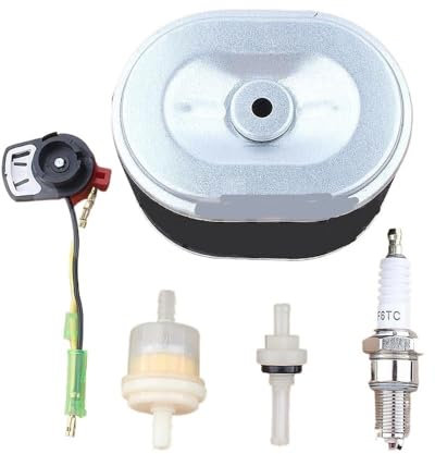 Kit de filtro de aire compatible con motores GX110, GX140, GX160 y GX200 de 3,5 a 6,5 ​​HP. Piezas 17210-ZE0-505 con interruptor de encendido y apagado. Alerta de bajo nivel de aceite.