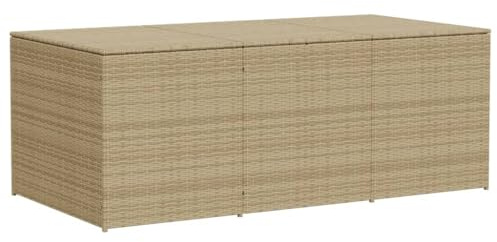 Hommdiy Gartentruhe Kissenbox Auflagenbox Wasserdicht Holz Beige 984L Poly Rattan