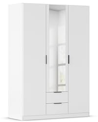 Rauch Möbel LAGOA, Kleiderschrank, Farbe Weiß, Breite 136 cm | Schrank, 3-türig, Spiegel, 2 Schubladen, Zubehör Basic, für Schlafzimmer, Kinderzimmer, Babyzimmer, Garderobe