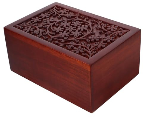 Toyvian Boîte à Cendres Bois Sculpté pour Animal De Compagnie Urne Funéraire pour Chat avec Système Coulissant