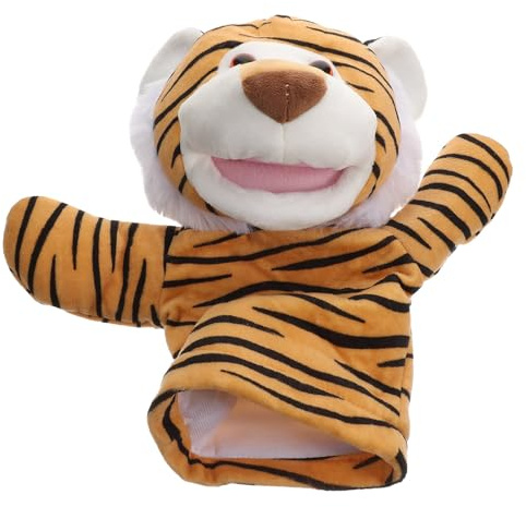 HONITANO Handpuppe Tiger Kinder Weiche Plüschpuppe Mit Beweglichem Mund Pädagogisches Spielzeug Puppentheater Für Kreatives Spiel