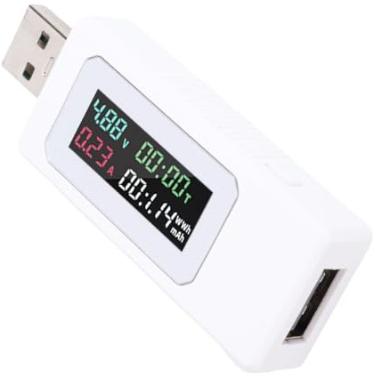 Lazmin112 USB Power Meter, Digital Multimeter, Voltage Current Voltmeter, Battery Checker, Mobile Tester, Fast Charging, Supports 65W/120W Super Flash Charging, Battery Display (White)