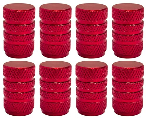 cyclingcolors 8x Cappucci delle valvole cappuccio tappi valvola in alluminio Schrader per pneumatici bici moto auto auto quad monopattino, rosso