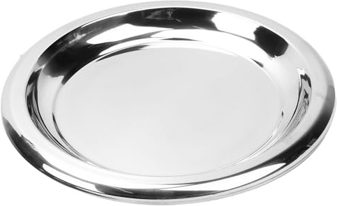 BAOFUYA Plateau de Service Rond en Acier Inoxydable, Plateau Décoratif Circulaire en Métal argenté pour Présenter des Flûtes à Whisky, Table Basse (Grande Taille pour poignée Droite)