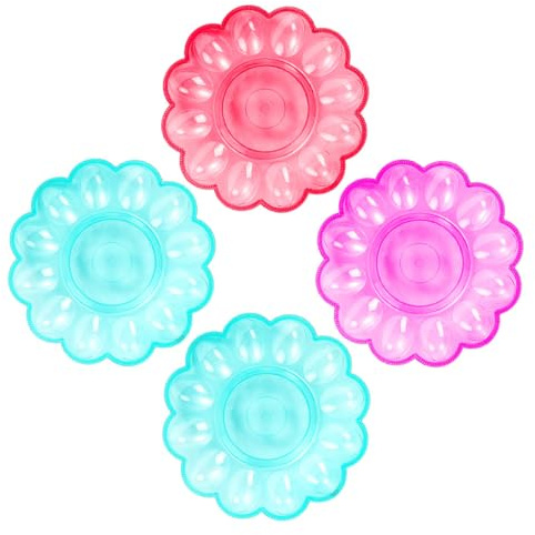 GALPADA Vassoio Porta Uova in Plastica, Set da 4 Pezzi, Salvaspazio e Riutilizzabile per Tavolo e Sala da Pranzo, Organizzatore per Uova