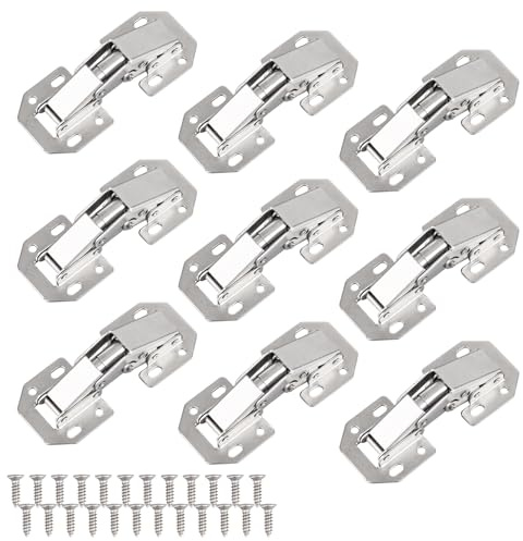 10 Pack Cabinet Hinges with 80 Screws, Full Overlay Soft Close Hydraulic Hinges for Kitchen Cupboard Bedroom Wardrobe Bathroom Dining Room Furniture