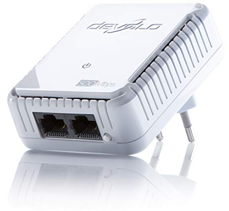 devolo dLAN 500 duo Powerline (500 Mbit/s Internet über die Steckdose, 2x LAN Ports, 1x Powerlan Adapter, PLC Netzwerkadapter) weiß - Schweizer Stecker