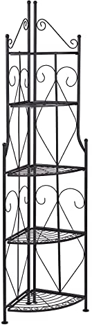 Nostalgie Stahl Eckregal Pflanzenregal Blumentreppe 5 Böden klappbar anthrazit