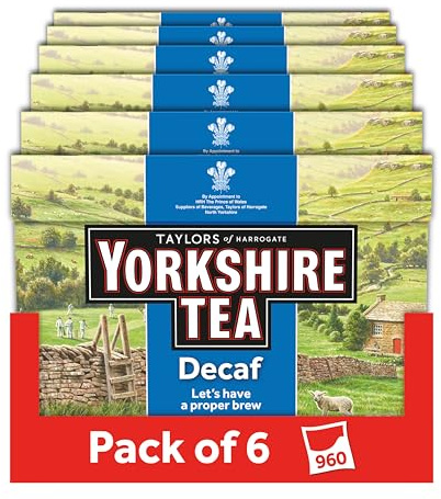 Yorkshire Tea Decaf, 6 Boxes of 160 Tea Bags (Total 960 Tea Bags)