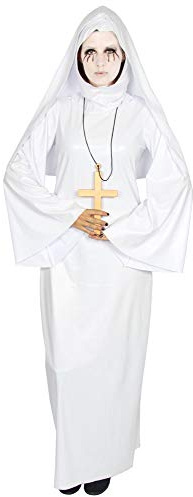 weißes Geister Nonnen Kostüm für Damen - Größe S-XXL - Halloween Verkleidung Fasching Karneval