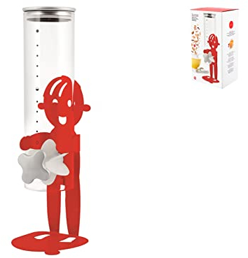 Home 9614603 Distributeur de céréales Sunrise, Verre/métal, Rouge, Verre
