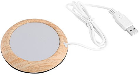 USB Elektrischer Becherwärmer Schreibtisch Tasse Heizung für Tee Kaffee Milch (Bright Wood Grain)
