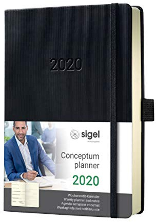 SIGEL C2014 Wochen-Notizkalender 2020, ca. A5, schwarz, Hardcover Conceptum - weitere Modelle