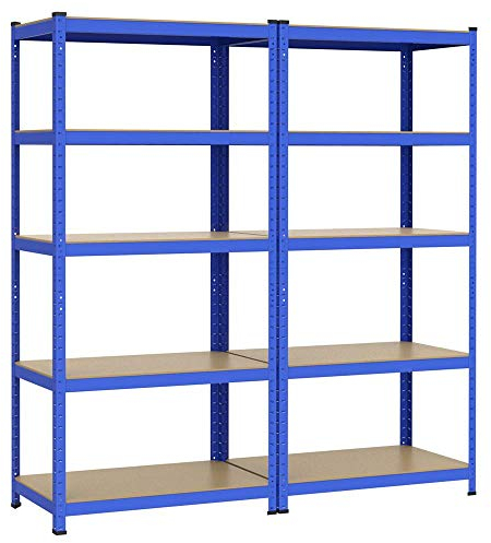 Yaheetech Set de 2pcs Estante de Almacenaje Estanteria Garaje Taller Capacidad de Carga 265 KG Estante de 180X90X45cm Color Azul
