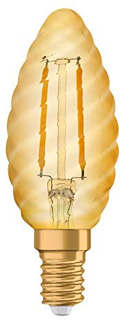 OSRAM Vintage Edition 1906 Ampoule LED à Filament | Culot E14 | Forme Flamme Torsadée Or Ambrée | Blanc Chaud 2500K | 2,5W (équivalent 22W)