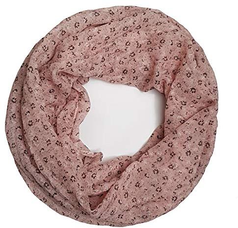 Girls Fashion Loop Rundschal mit Blümchen, luftig leichtes Halstuch in Rosa, Q65