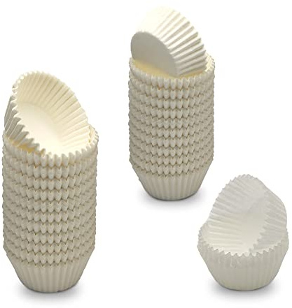 Mombake Mini muffinsfodral premium fettsäker muffins bakformar (vit, 500 stycken)