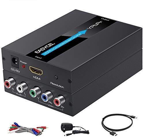 EASYCEL Convertisseur HDMI vers Composant (YPbPr / RGB / 5RCA) avec Fonction Scaler, Aluminium - Câbles HDMI et Composant Inclus
