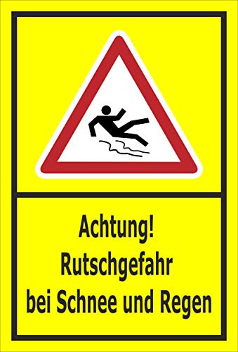 Melis-Folienwerkstatt Schild Rutschgefahr Schnee Regen - 30x20cm - Bohrlöcher - 3mm Hartschaum – 20 VAR S00018-134-C