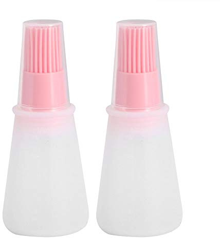 2 Stücke Silikonöl Flasche Pinsel mit Deckel Set Weiche Sauce Flasche mit Silikon Backpinsel Speiseöl Flasche Pinsel für Gebäck BBQ Fleisch Honig Marinaden MEHRWEG VERPAKUNG(Rosa)