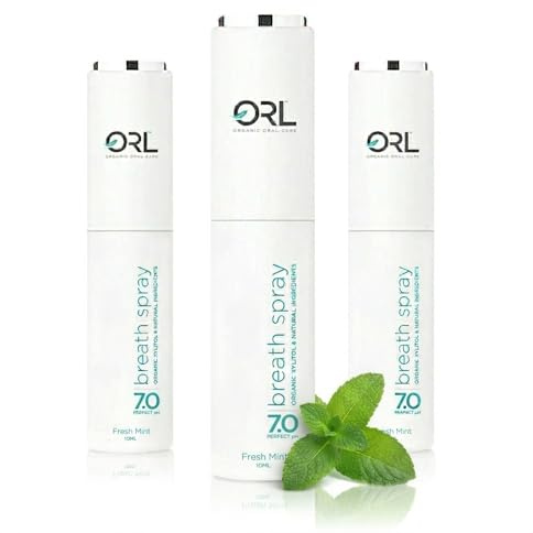 ORL Natural Breath Freshener Spray Fresh Mint 3 Pack – Made in the USA, Organic Xylitol, Natural Fresh Breath, Plant-Based Essential Oils, Elevated Twist Top, Alcohol-Free, Fluoride-Free, pH Balanced