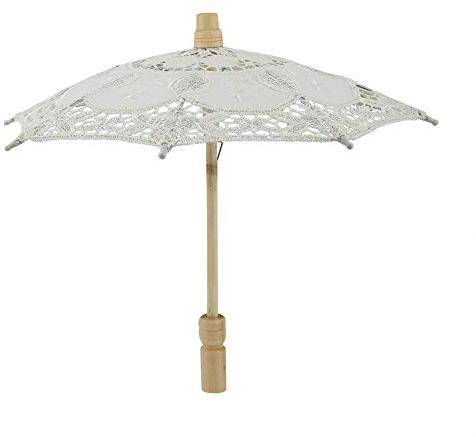 MAGT Brudparaply, spetsbomullsbroderi vackert handgjort parasoll för bröllop (beige)