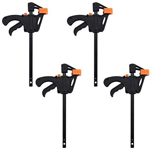 Sargentos Carpintero Abrazaderas de plástico F conjunto de 4 piezas, 100 mm 4 pulgadas F PYRAMPS Clip Clip Grip Rápido Ratchet Suelte Woodworking DIY Hand Herramienta Kit Sargentos De Apriete