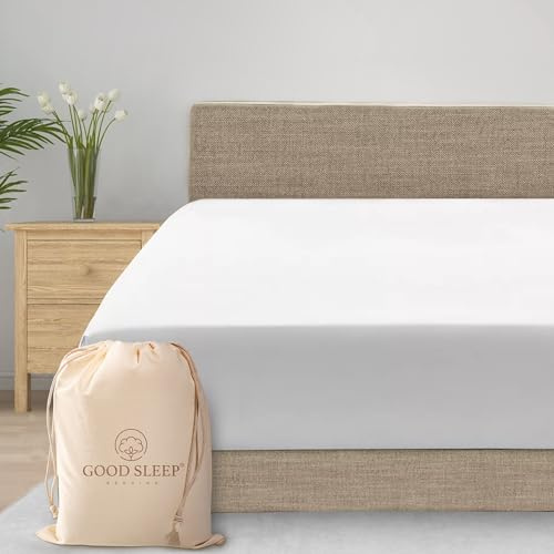 Good Sleep Bedding 800 TC Queen Fitted Sheet Only, Soft & Breathable Fitted Bed Sheets, Luxury Hotel Style 16 Deep Pocket Fitted Sheet, Sateen Weave - White