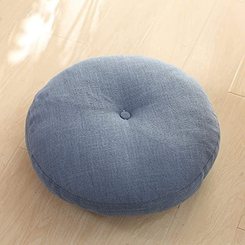 ZZZYZ Runde Baumwollleinen Yoga Sitzkissen Super Soft Cord Meditationskissen Waschbar Atmungsaktiv Yogakissen Für Wohnzimmer Dekoration-Dunkelblau 50cm(20inch)