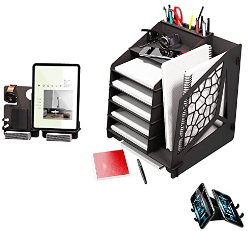 Schreibtisch Organizer groß, HxBxT 35,5x31x34,5cm, Tisch Organizer Holz, Organisation Schreibtisch, Büro Organisation, Büro Organizer, Organiser, MDF, schwarz