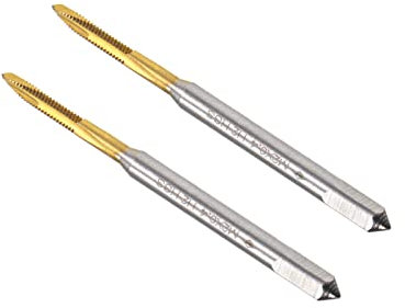 CoCud Taraud à Filetage Hélicoïdal, Métrique M2 x 0.4 Filetage, Titanium Revêtu Haute Vitesse Acier 6542 Vis Fraisage Filetage Taraud - (Pour Taraudage Perçage Machine) 2 Pcs