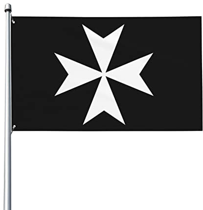 Bandiera della Croce di Malta 3x5 Ft Resistente ai raggi UV Durevole Qualità Decorazione Cortile Striscioni da giardino per interni