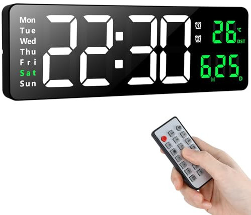 Koolertron Digital Wall Clock, 16.2 Large Display LED Digital Clock with Remote Control, Countdown Dimmer Large Clock with DST Date Week Temperature
