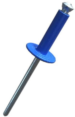 250x Remaches de Flor Ala Ancha Azules 4,8 x 18 mm – Remaches Pop de Aluminio y Acero – Cabeza Grande Decorativa – Alta Resistencia para Matrículas, Paneles y Carrocería