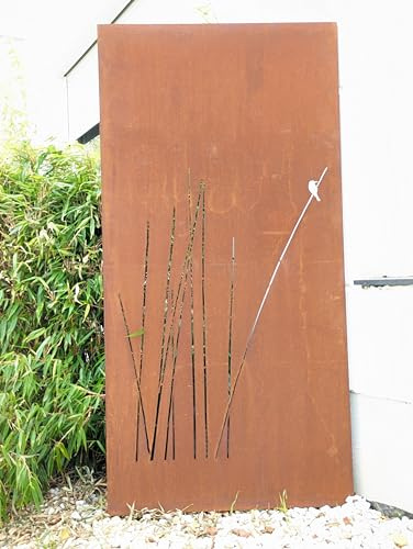 Zen Man Edelrost Garten Sichtschutzwand aus Metall 1mm rost Garten Sichtschutz Handarbeit 032206-2, B75 H150cm