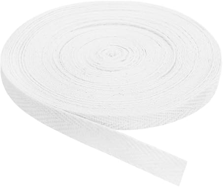 QUARKZMAN Schrägband, 1 Stück 11 Yard x 10mm - Baumwollstoffband, Rolle Schrägband für Kleidung, Accessoires, Taschen (Weiß)