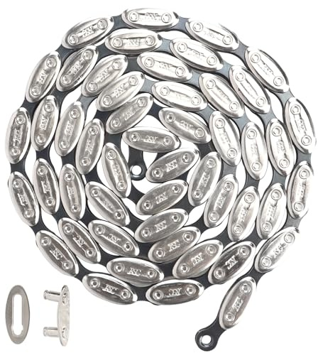 BALINGE 1/8 Inch Bike Chain Bike Single Speed Chain, BMX Bike Chain,Bicycle Chain 1 Speed, 1/2 × 1/8 inch,100 Links,Press -in Connector,Sliver