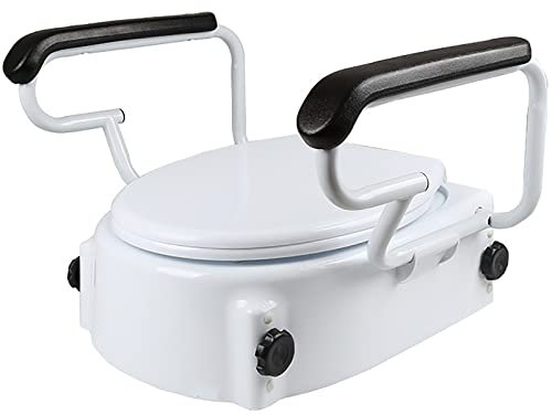 Sedile WC rialzato, Sedile WC Regolabile in Altezza, con Maniglie Imbottite Rimovibili e bloccaggio, per Sedia di Sicurezza per Bagno con Handicap Medico per disabili