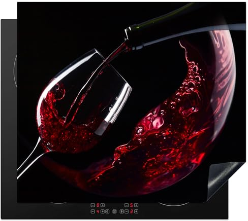 KitchenYeah© Cubre Vitrocerámica - Protector Vitroceramica Induccion 60x52 cm - Tapa Vitroceramica - Protector de Vitroceramica Vino - Copa - Tinto - Bebida - Negro